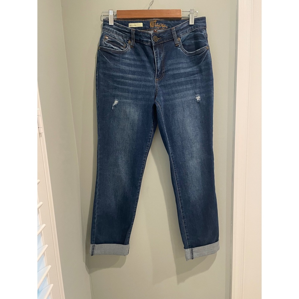 KUT from the Kloth Katy Boyfriend Jeans Distressed Dark Wash Denim Size 6